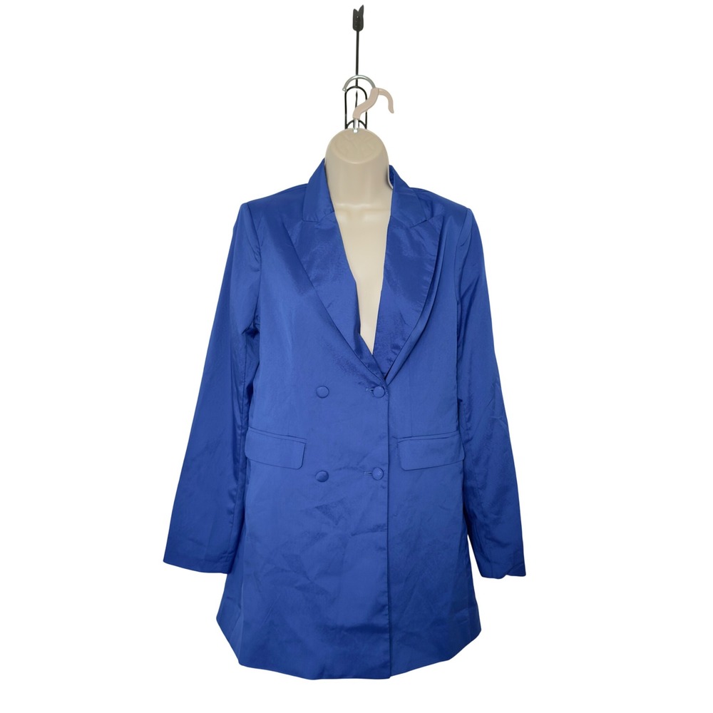 White Sandstorm Women Small Cobalt Blue Double Breasted Blazer Dress Office Bold